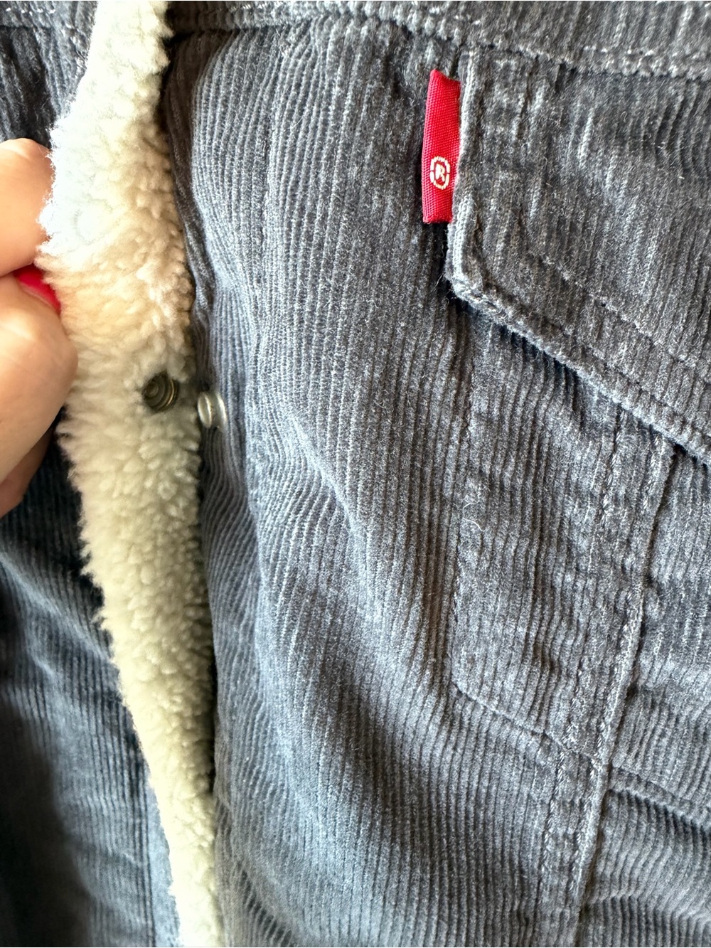 ⚡️Levi's Women's Sherpa-Lined Trucker Jacket - Charcoal with Cream Collar - Picture 6 of 7